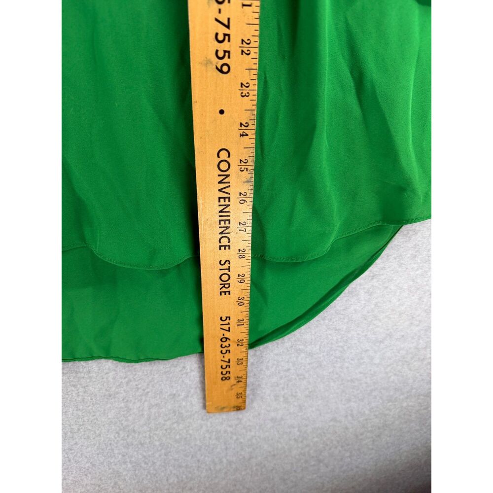 Chaus Women’s 3X Green Split Neck Roll Tab Sleeve High Low Blouse 3486 - Picture 6 of 8